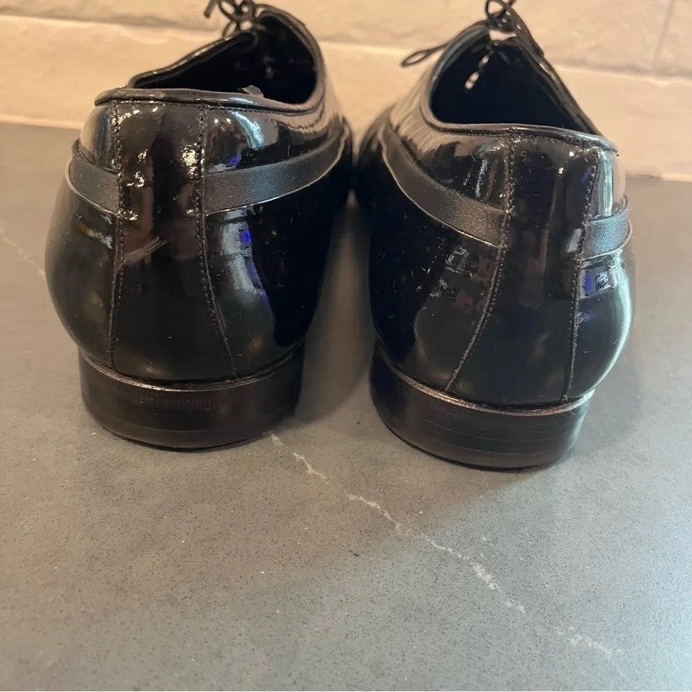 Mezlan sz 10 black patent leather lace up derby shoes